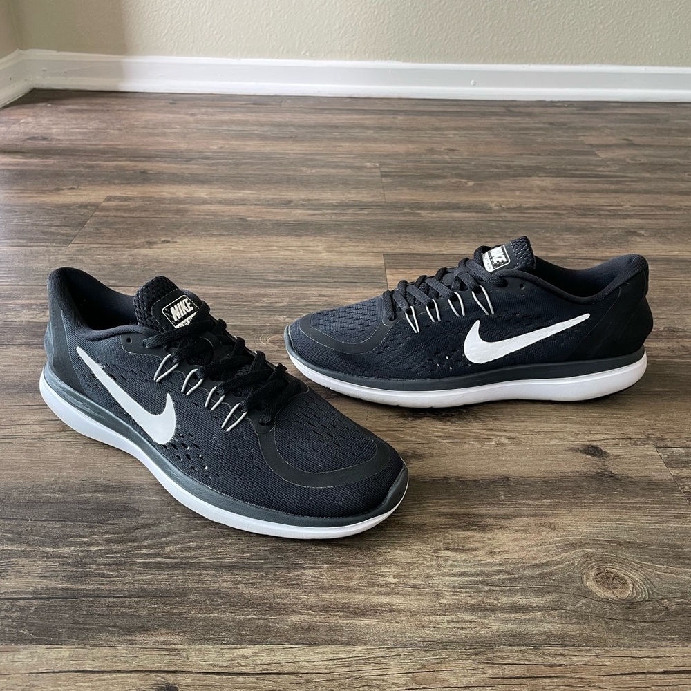 Nike Flex 2017 Womens 8 Running Sneakers Black Lace Up Comfort Low 898476-001